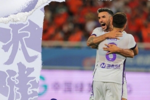 全场比赛结束,天津津门虎在客场1-2负于山东泰山