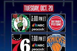 10月21日开赛~NBA:揭幕战绿军战活塞、76人打尼克斯、雷霆VS马刺
