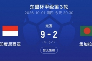 因进球数劣势出局!马来西亚足协要求FIFA解释印尼比赛补时时间
